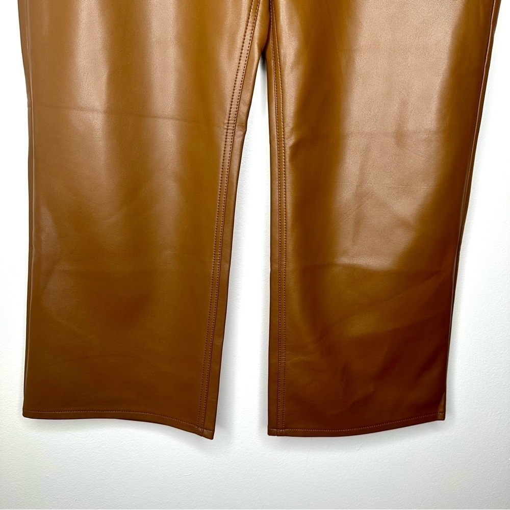 J. Crew Tan Vegan Leather Cropped Wide Leg Ankle Pants Size 29 - Picture 6 of 10